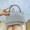 Fashionable Full Diamond Clutch Silver Color