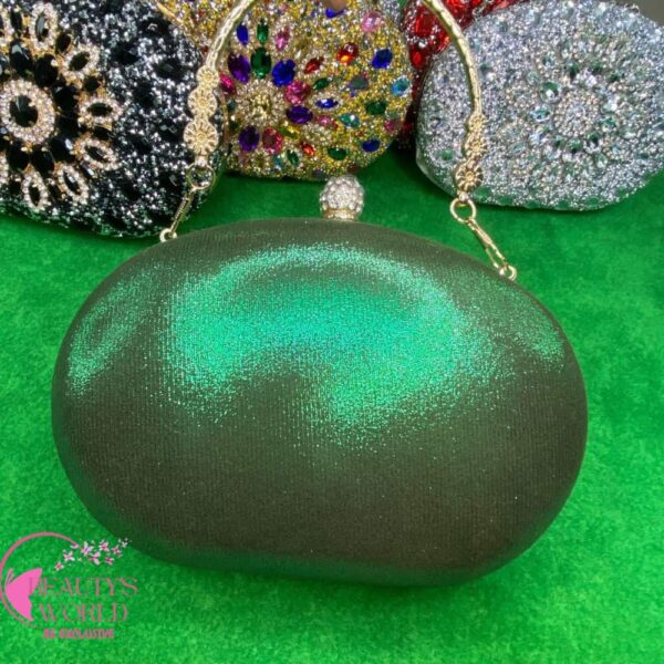 Oval sunflower Party Clutch Green Color - Image 2
