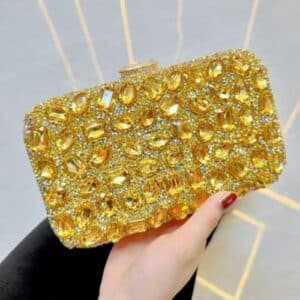 Square Shape full diamond shiny Party bag Gold