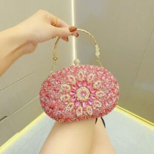 Oval sunflower Party Clutch Pink Color