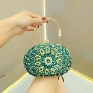 Oval sunflower Party Clutch Green Color
