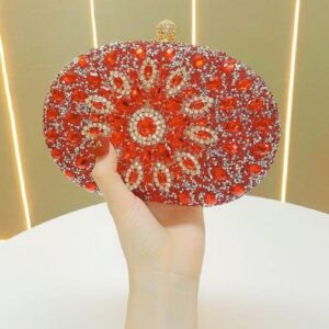 Oval sunflower Party Clutch Red Color
