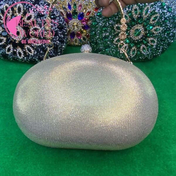 Oval sunflower Party Clutch Gold Color - Image 3