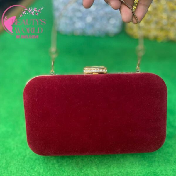 Square Shape full diamond shiny Party Clutch Red Color - Image 3