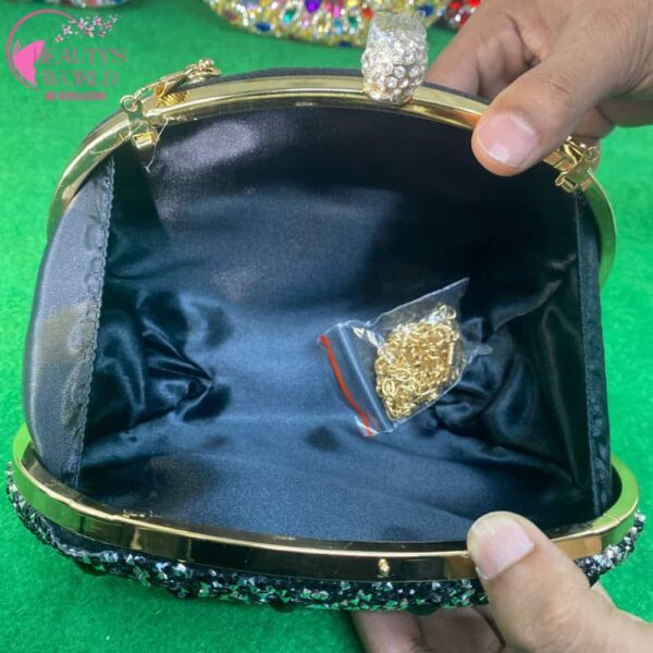 Oval sunflower Party Clutch Black Color - Image 2
