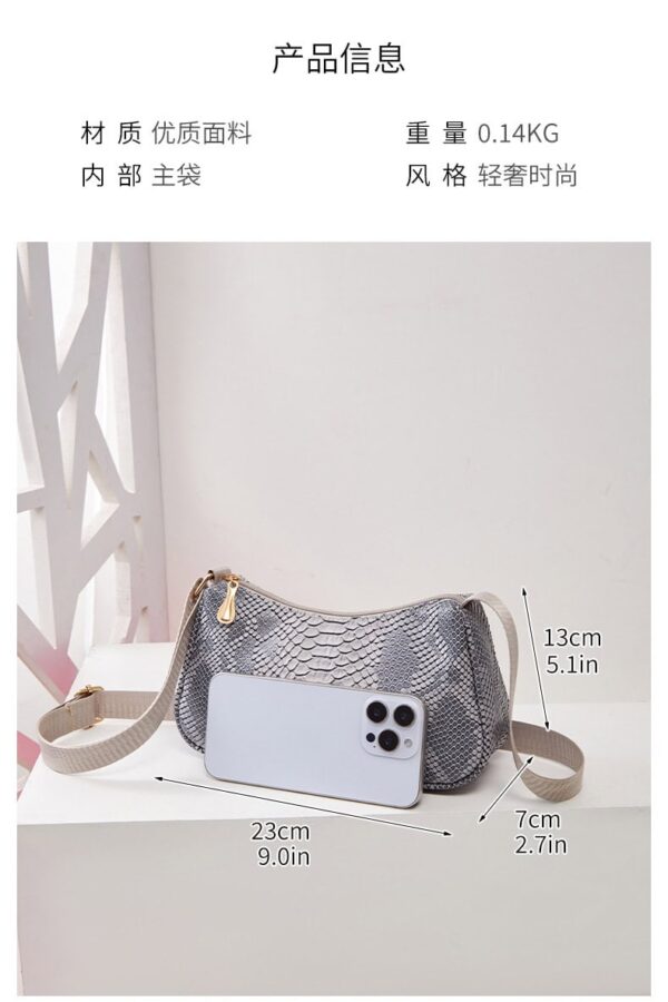 snake pattern shoulder bag Grey Color - Image 3