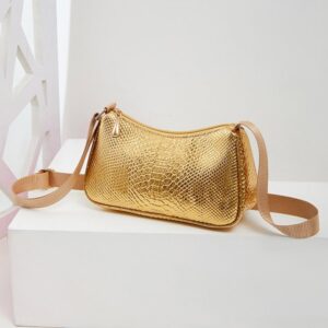 snake pattern shoulder bag Gold  Color