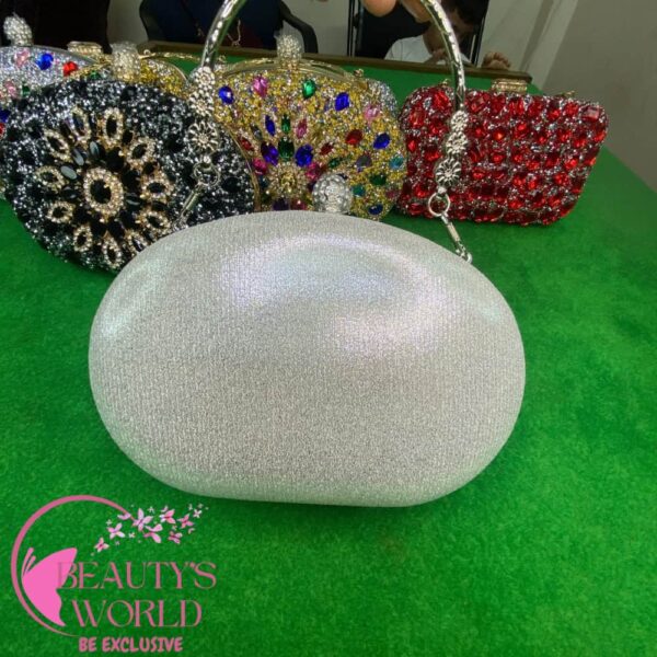Oval sunflower Party Clutch Silver Multi Color - Image 4